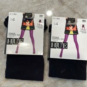 Hue Opaque Control Top Tights- 2 pair NWT.  Size 4
